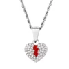 silver rope chain+White broken heart pendant