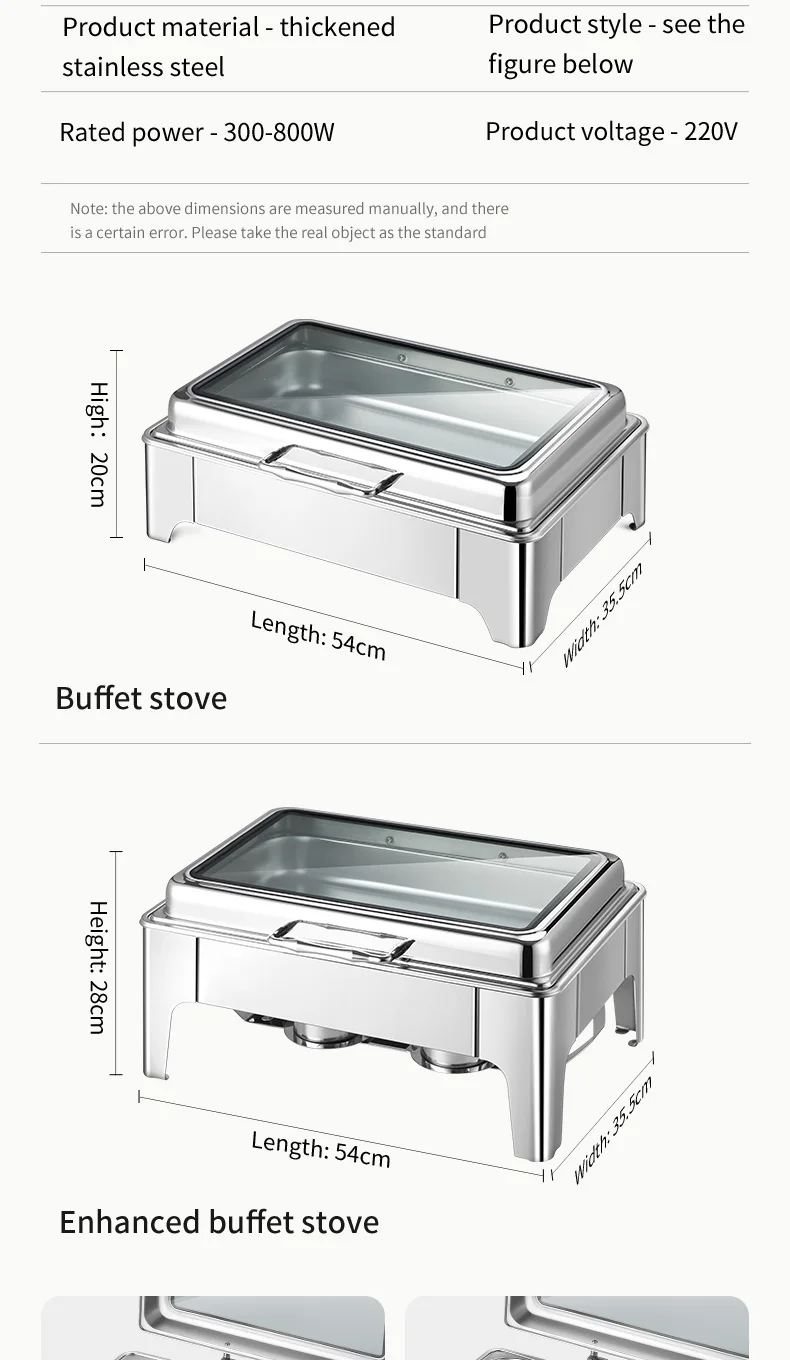 High Leg Full Glass Window Chafing Dishes Buffet Catering Stainless