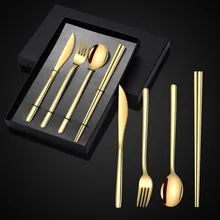Steak knife and fork 304 Korean style knife, fork, spoon and chopsticks gift set