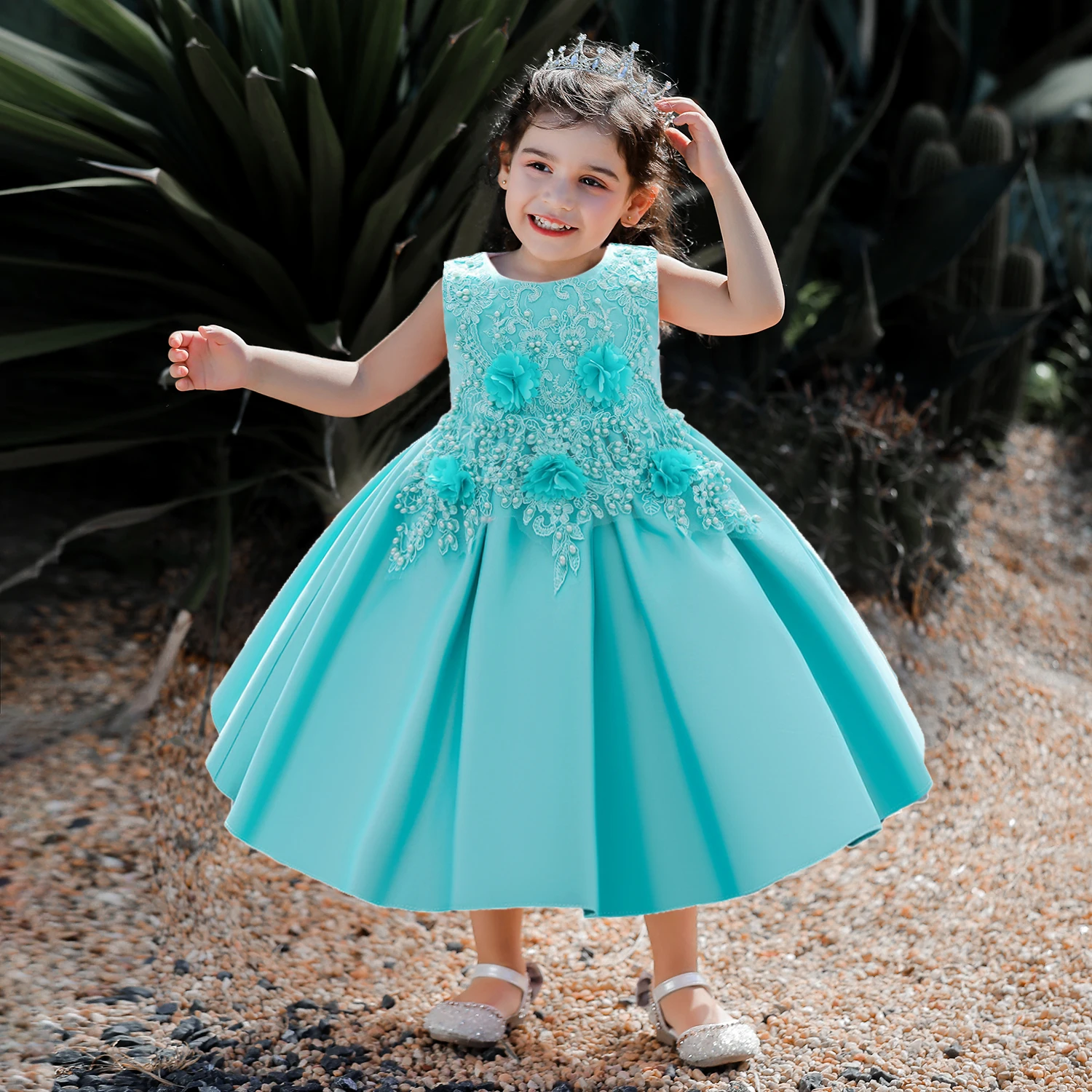 Drop Shipping 2021 New Flower Baby Dress Toddler Pageant Girls Clothes Kids  Princess Party Birthday Evening Dresses