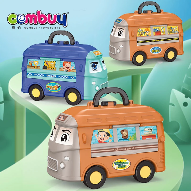Simulation 5 in 1 Portable Plastic Pretend Play Tools Bus Kitchen Cooking Tableware Toy