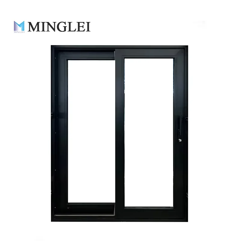 Minglei Simple Design Slim Frame Thermal Break Aluminum Sliding Door Security Slide Glass Doors