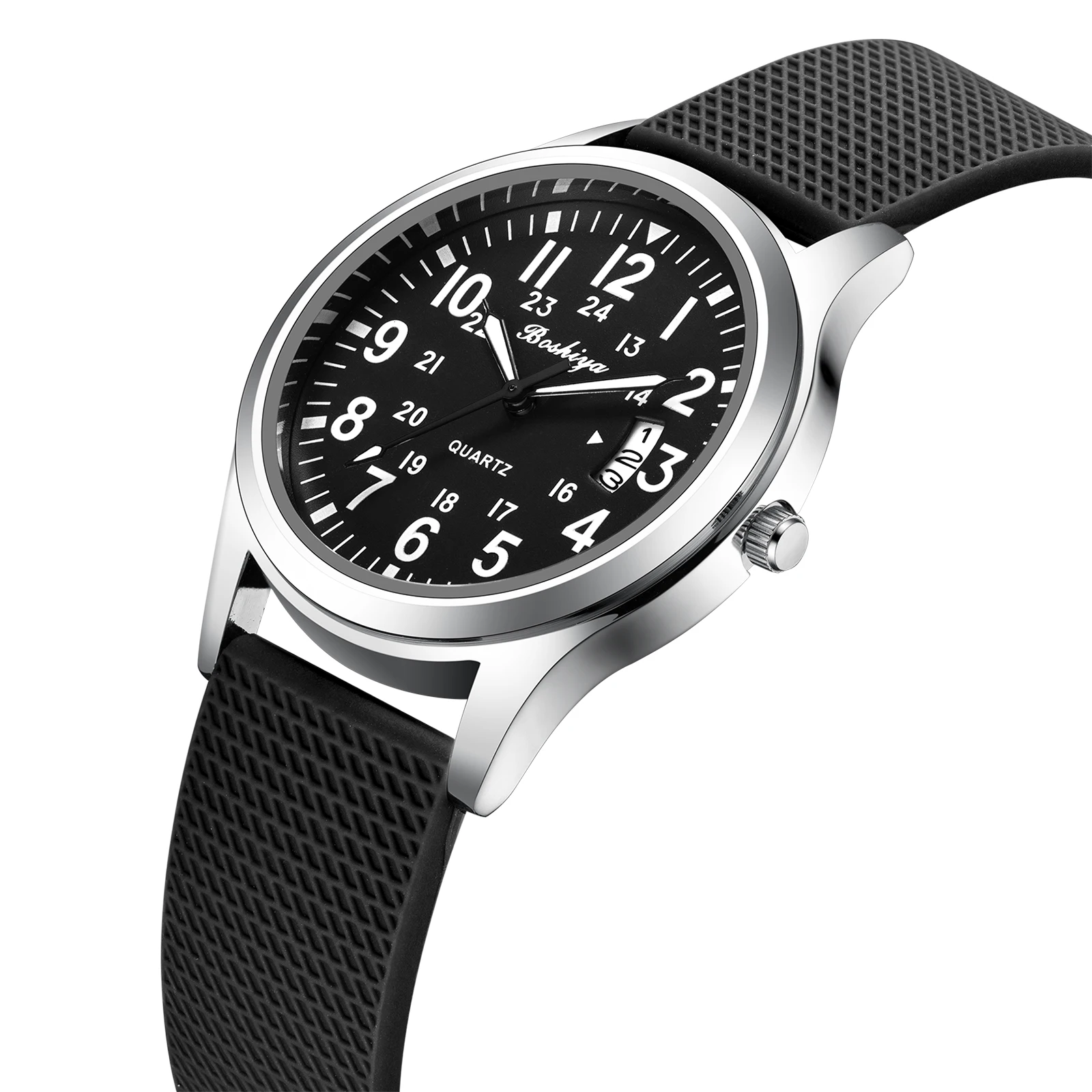 Quartz Analog Watch with Silicone Strap Water Resistant Up to 30m BINBOND Quartz Analog Watch for Men Square Large Dial 30M  main image 2