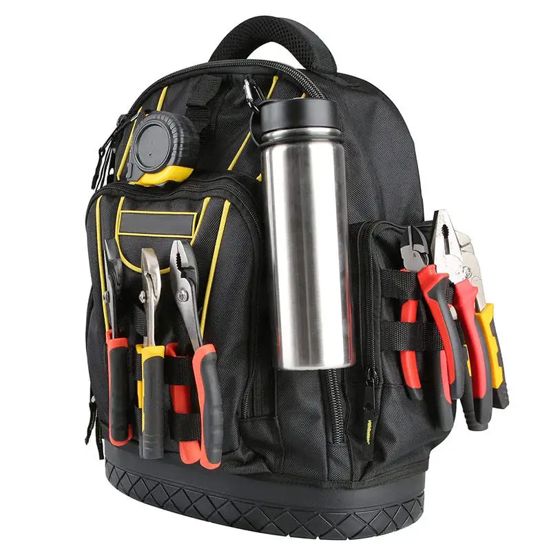 Canvas Waterproof Plastic Base Tool Storage Bag Custom Electrician Heavy Duty Tool Backpack