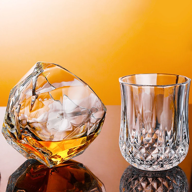 HXGLASS Vintage Ins Style  Irregular Pint Creative Reusable Old Fashion Whiskey Shot Glass Collection Brandy Matini Glass Cup