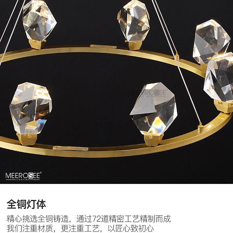 Meerosee Big Brilliant Bubble K9 Crystal Light Gold Copper Lamps Modern Chandelier Pendent Lighting For Hotel Villa MD86855