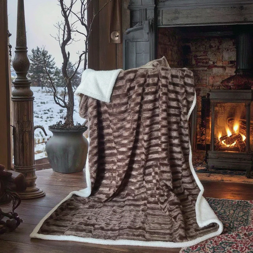 Fluffy Soft Brushed Solid Fleece Throw Blanket Sherpa Plush Warm Mink Thick Faux Fur Eco-Friendly Machine Wash Bed Modern