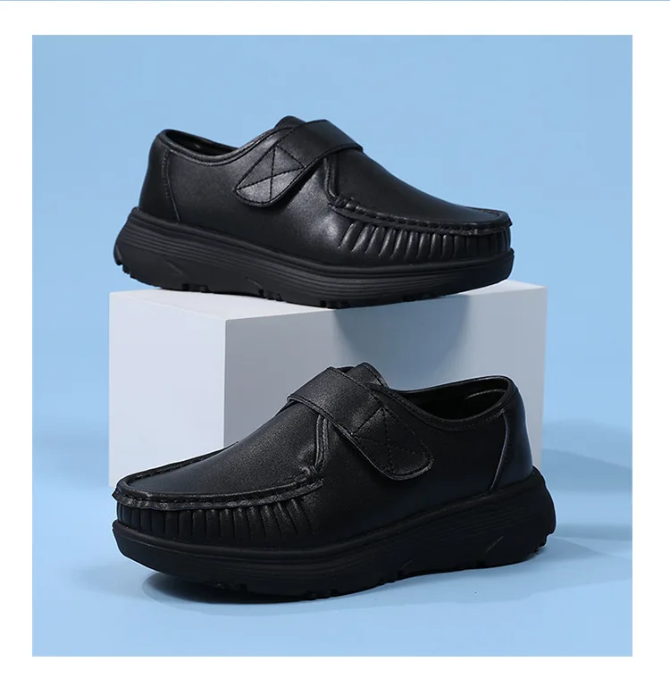 Comfortable Genuine Leather Nurse Shoes with Soft Soles and Breathable Velcro Fastening for Hospital&Home&Private Clinic