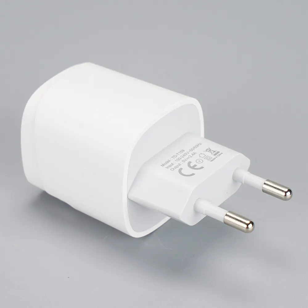 EU/Europe Plug 2 USB-A White With Indicating Light Travel/Wall charger 110V-230V 2034