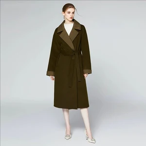 90 White Duck Down Inner Liner Long Down Jacket for Women Autumn and Winter Duck Down Slim Fit 100% Wool Coat Jacket