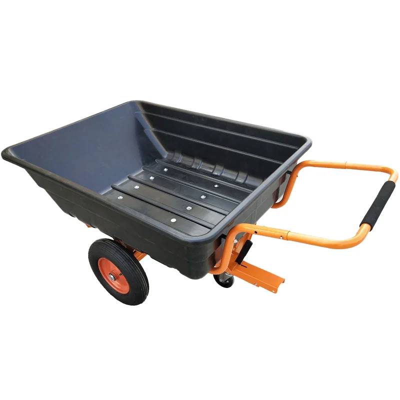 300L New HDPE Material POLY Tray Garden Cart Garden Rubbish Storage Bucket Lawn Mower Trailer Dump Cart Plastic Garden Cart