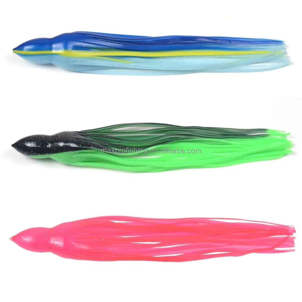 PVC Silicon Squid Replacement Green Pink Stripes Marlin Lure Big Game Trolling Skirt