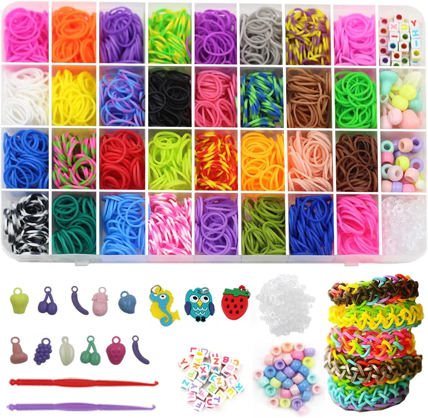 10,000 Rubber Bands Refill Pack Colorful Loom Kit Organizer for Kids  Bracelet