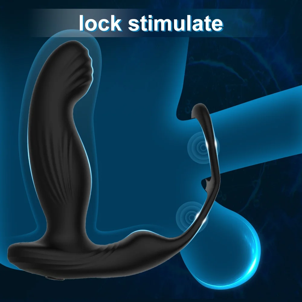 Prostate Orgasm Massager Rear Court Double-Ring Anal Plug Vibrator Warming Feature Silicone Male Masturbation Device Adult