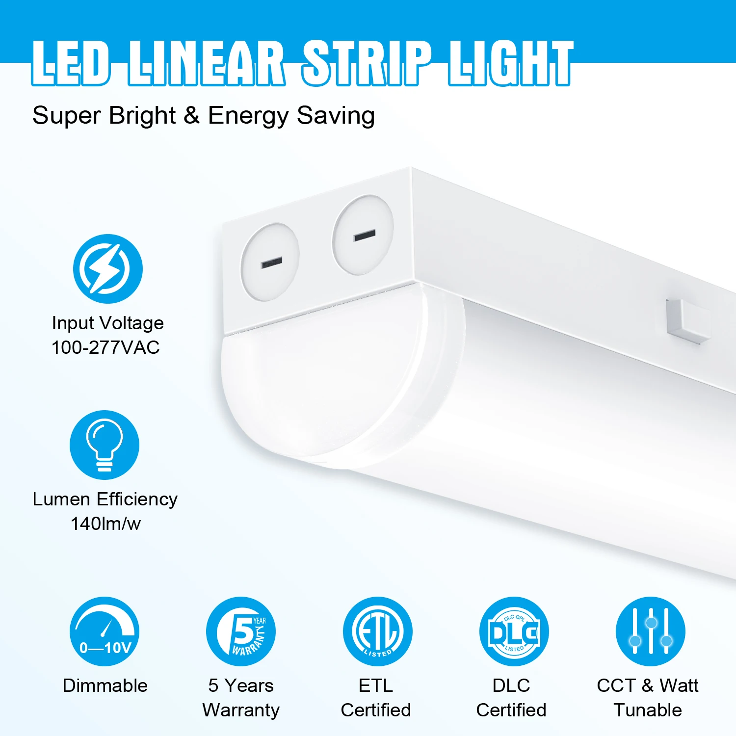 Led Batten Fixture Industrial 4Ft 8Ft Tube Lamp Shop Office Lighting High Bay Workshop Led Strip Linear Lamp Lights With DLC ETL
