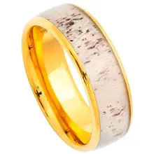 18K gold plated men ring tungsten carbide inlay Velvet deer horn luxury wedding rings for men and women