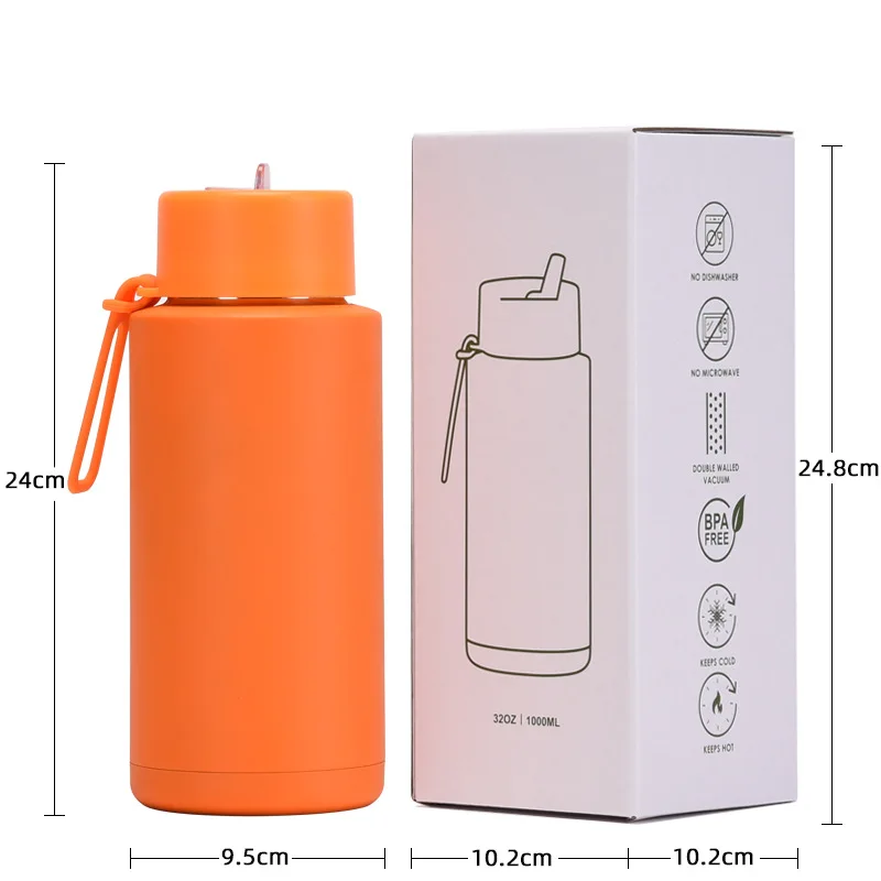 Water Bottle 1L Flask Insulated Stainless Steel Bottle Water Reusable Termos Thermal Customized Vacuum Flasks