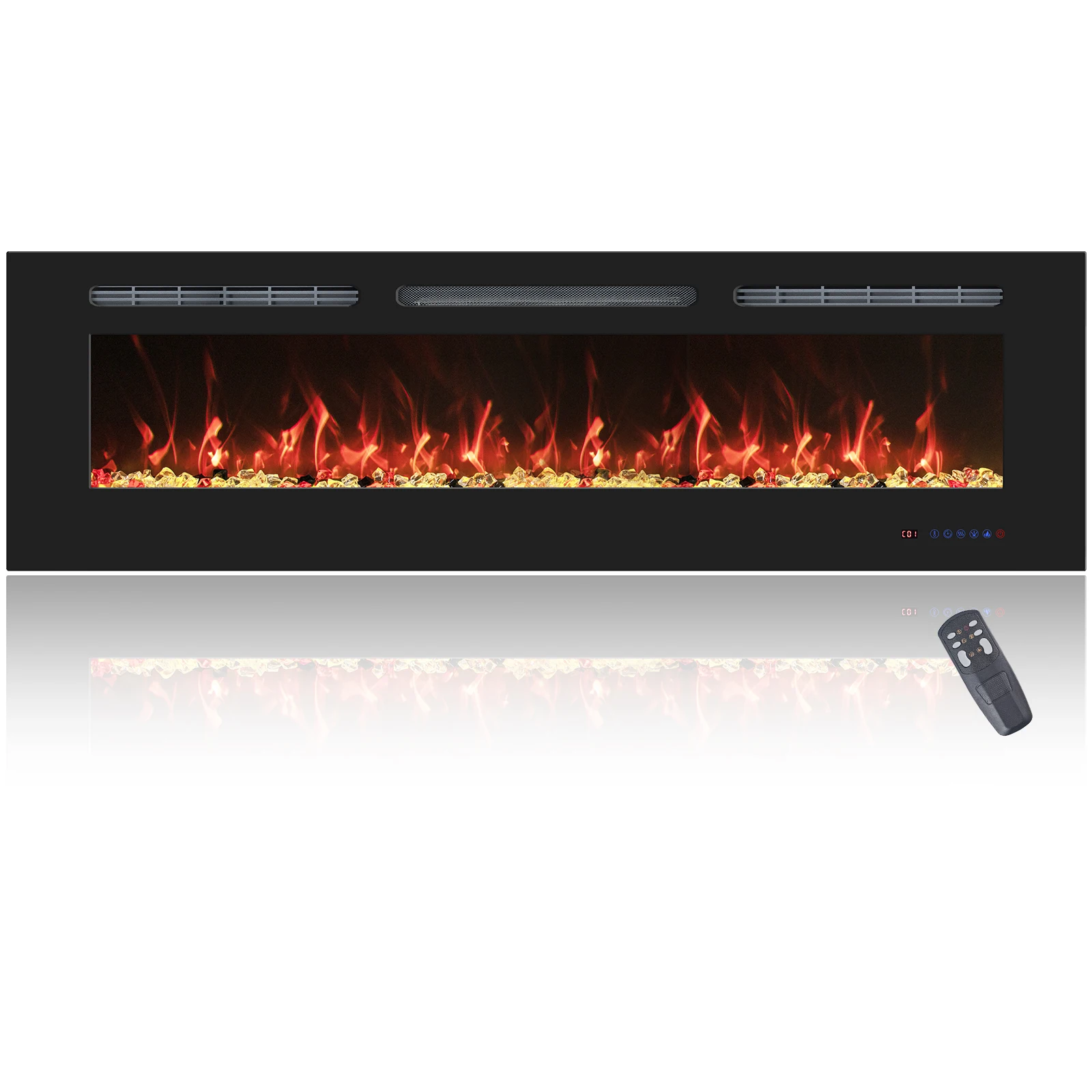 Luxstar 72 Inch Linear Electric Fireplace Heating Decorative with Multicolor Flames Remote Touch Screen Control Timer