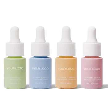 Custom coating colored small 10ml dropper bottles cosmetic cylinder serum bottles with Dropper Cap For Serum Essential Oil