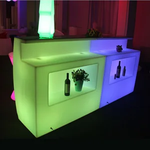 Modern Sectional Bar Counter for Hotel Party Nightclub Patio Plastic with Remote Control Colorful Feature Wedding Suitable