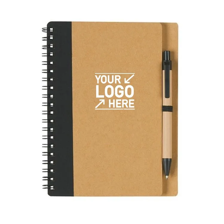 Eco Spiral Notebook With Pen Kraft Paper Spiral Notebook With Pen 