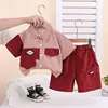 red brocade bb strip shirt short sleeve suit