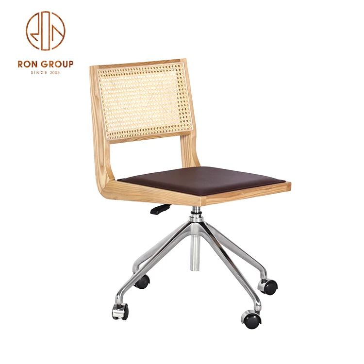 Hot Sale Modern High Quality Unique Design Beautiful Restaurant Furniture Commercial Ash Wood Plaited Rattan Metal Frame Chairs