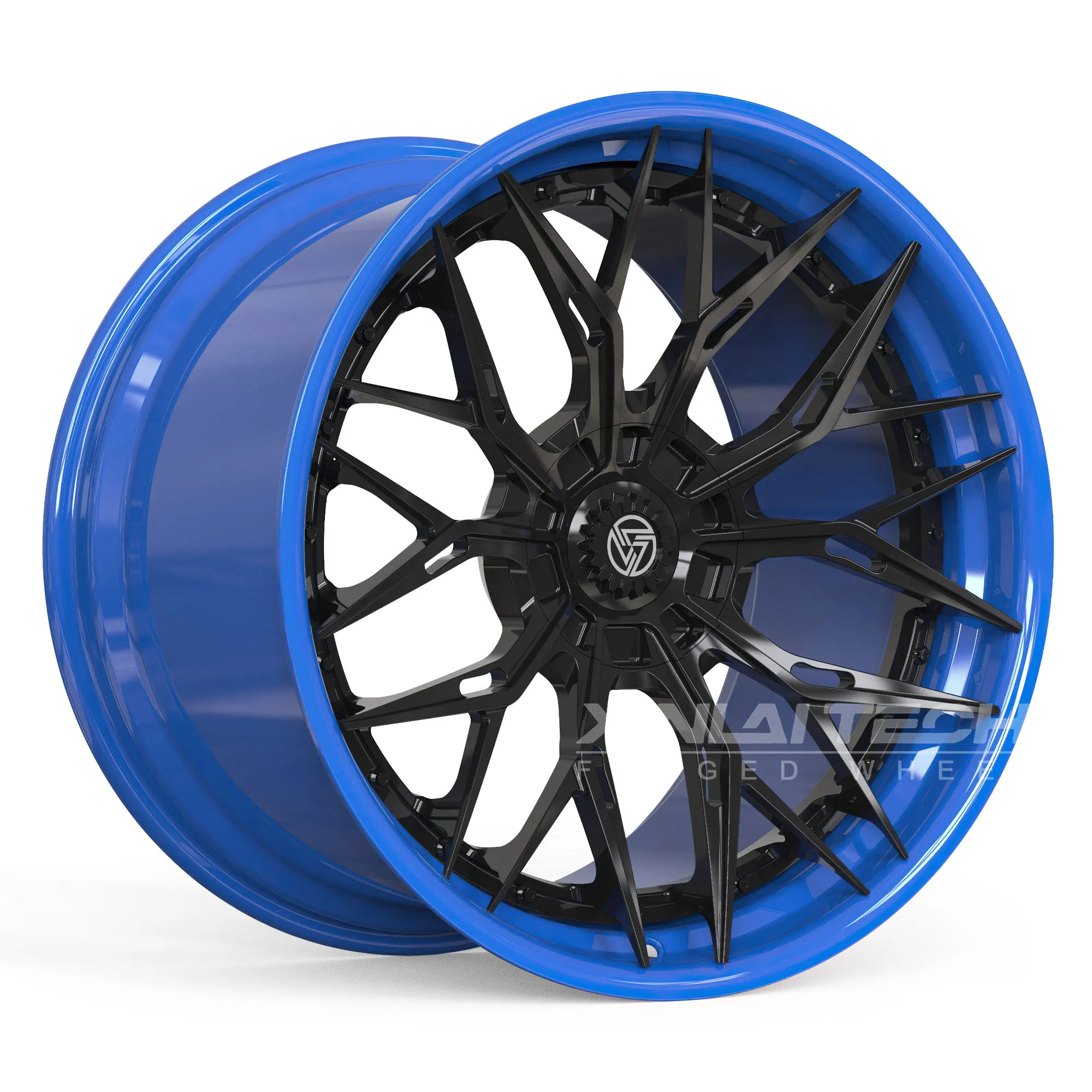 XL Custom Two-Piece Deep Dish Forged Wheels Black Face Blue Lip Rims for Audi BMW Benz Mustang Charger F150 RAM - Image 6