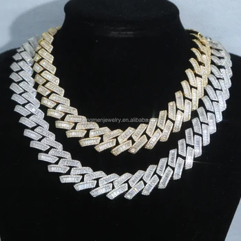 19mm Width Iced Out Bling Cuban Link Chains 14K Gold Plated 19mm Width Iced Out Bling Cuban Link Chains 14K Gold Plated
