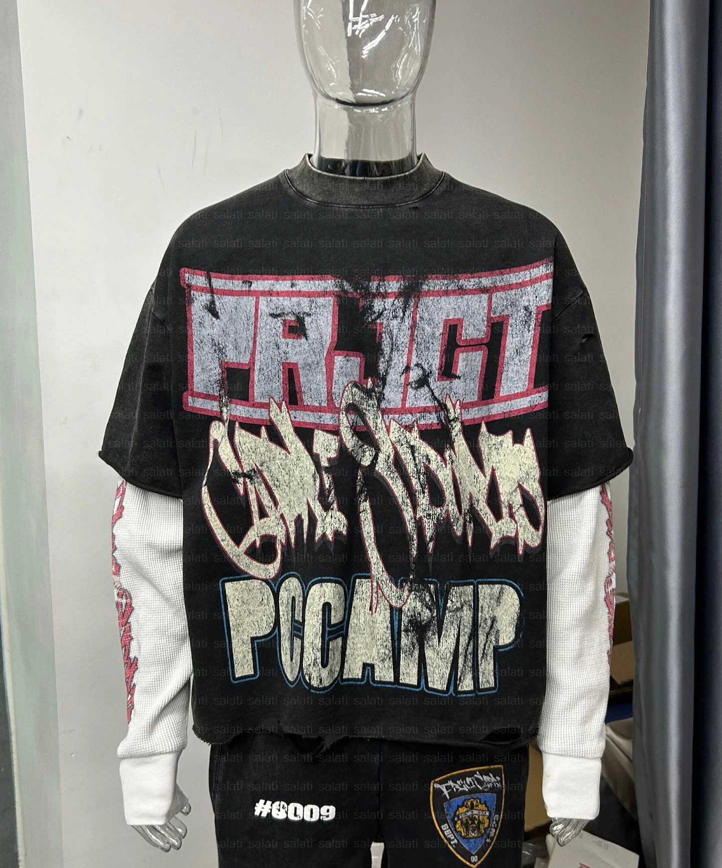 2025 Custom Streetwear Tee Cotton Acid Wash T Shirt Oversized Screen Print Long Sleeve Double Layer Long Sleeve T-shirts for Men gallery 7