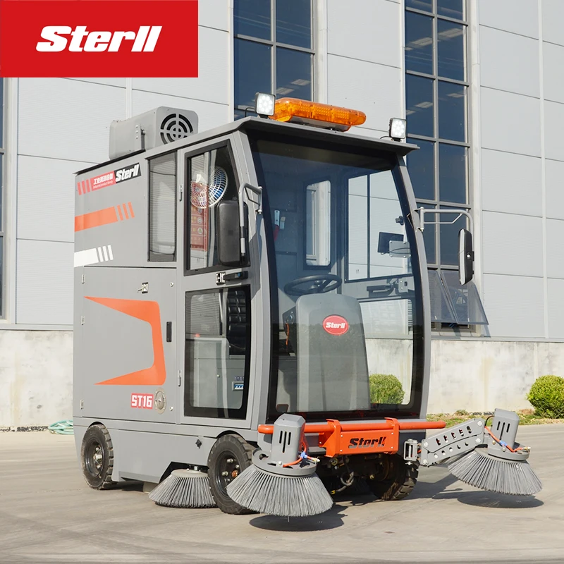 High efficiency ride on Floor cleaning sweeping machine street road vacuum sweeper with cab