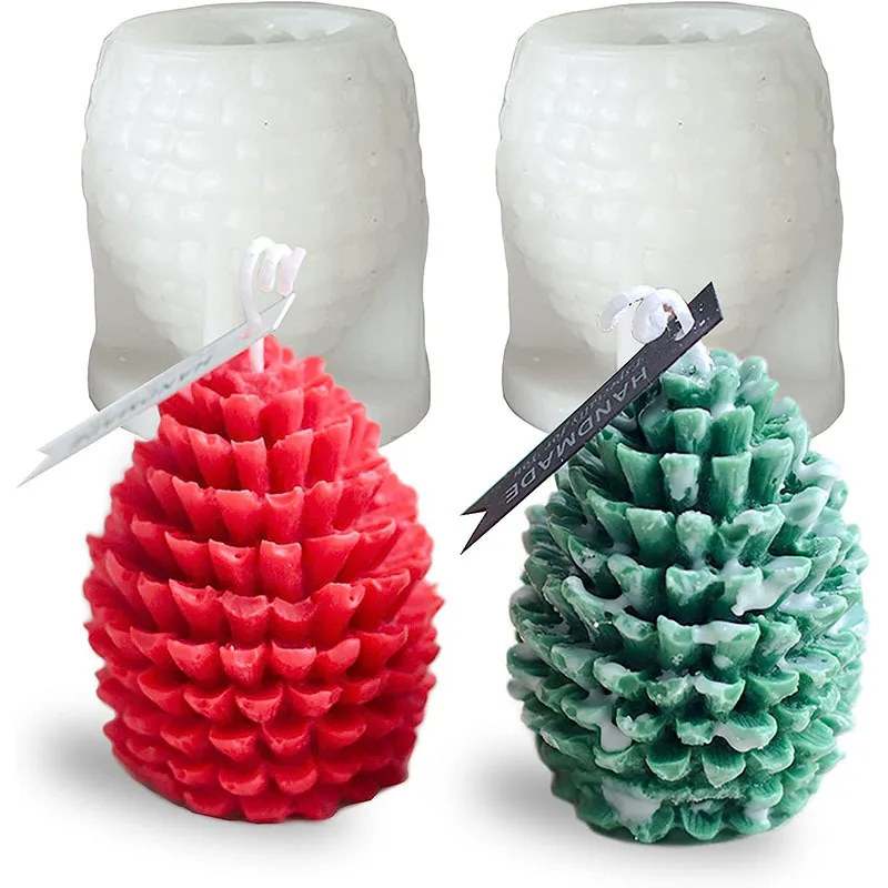 3D Christmas Pinecone Shape Silicone Mold Pine Cone Candle Soap Fondant Chocolate Home Decor Gift with High Quality Cake Tools supplier