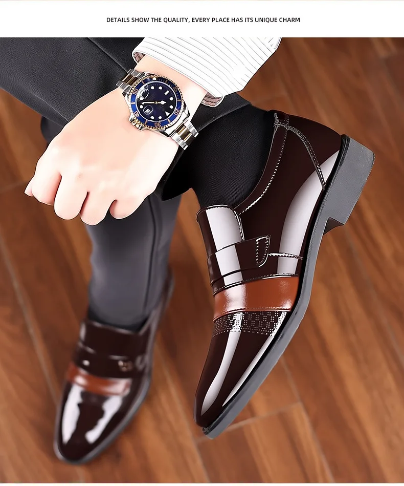 Men's Slip-On Oxford Dress Shoes - PU Leather Business Loafers For Wedding, Work, Formal Wear