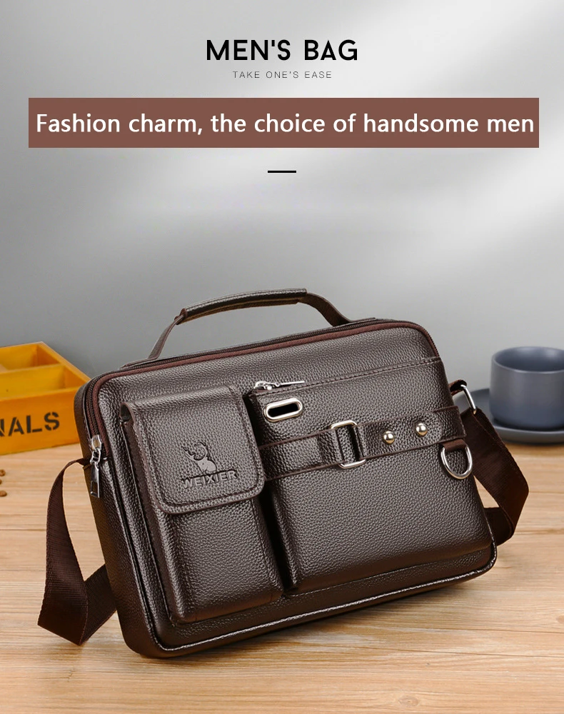 Men's Pu Leather Shoulder Bag Fashion Male Real Cowhide Messenger ...