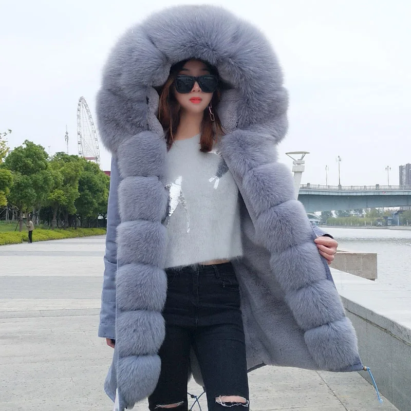 Fox Fur Collar Fur Lined Coats For Womens Drop Shipping Maomaokong