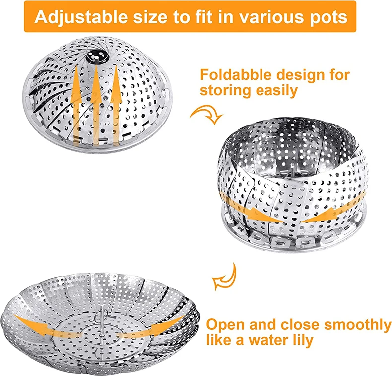Vegetable Steamer Basket Stainless Steel Veggie Steamer Basket For