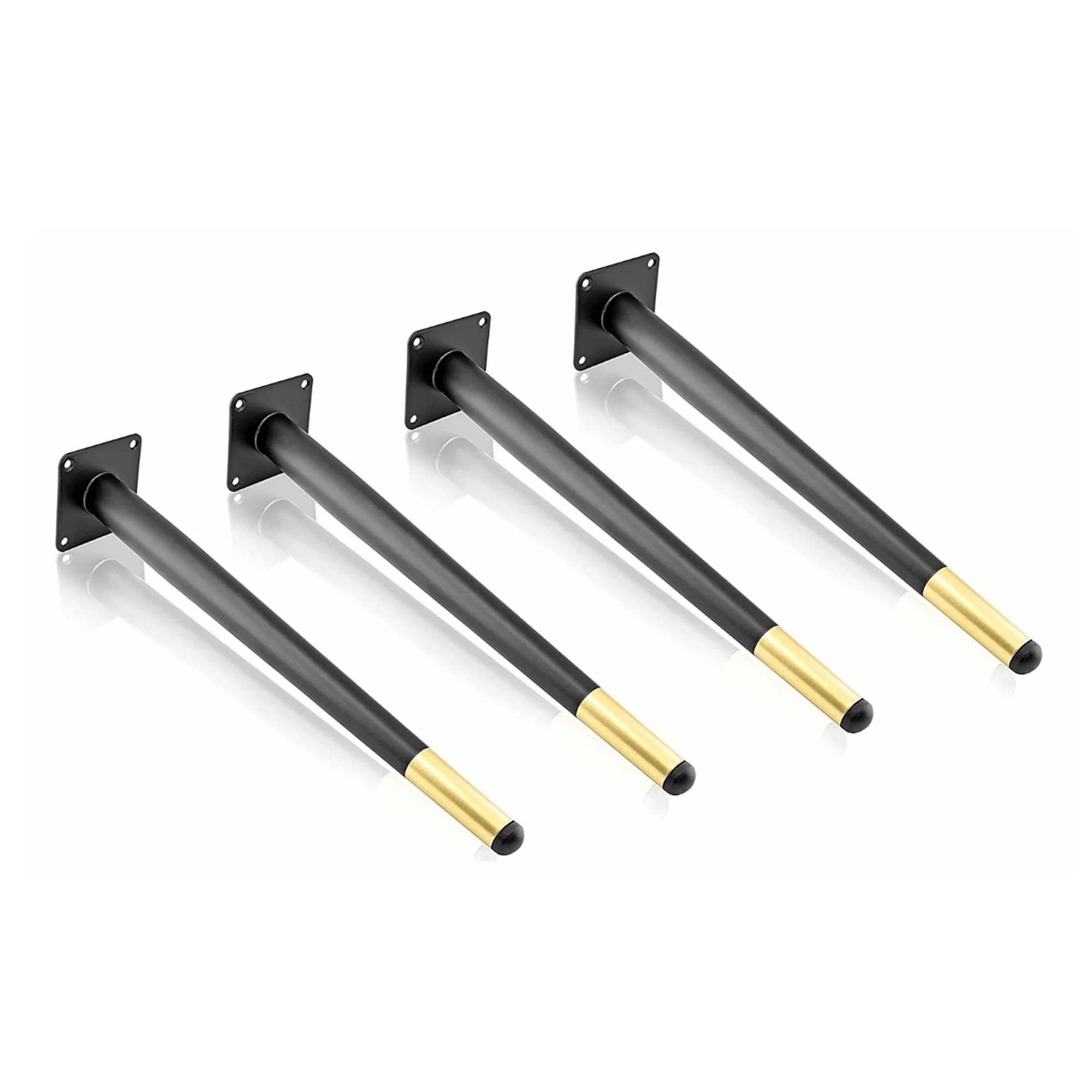 4 Pcs Black Tapered Sofa Legs - 15cm/6inch Mid Century Metal Furniture Legs With Screws