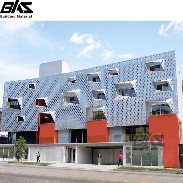 Modern Glass Facade Aluminum Wall Panel External Cladding Metal Curtain Wall for Villa Decorative Perforated Building Facade