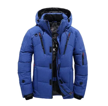 Men's White Duck Down Jacket - Heavyweight Hooded Winter Parka No MOQ | Thermal Warm Overcoat