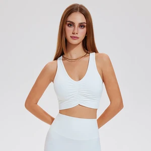 Quick-Drying Outdoor Running and Fitness Sports Underwear Women's Seamless Breathable Pleated Yoga Bra