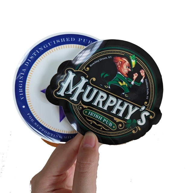 Personalized Round Reverse Stickers, Custom Vinyl Adhesive Waterproof Label Printing logo