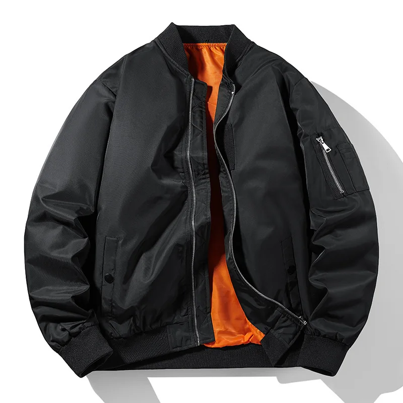 Wholesale Custom Winter Windbreaker Wholesale Men Plus Size Men's Jackets Plain Nylon Satin Bomber Men's Jackets details