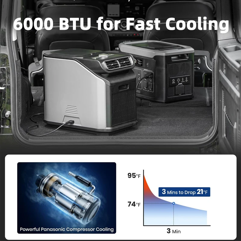 Portable Air Conditioner 6000BTU Fast Cooling Remote Control Portable AC for RV Van Life Outdoor Camping Truck