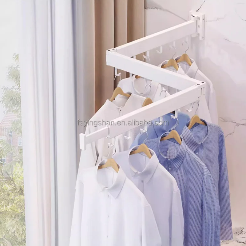 Estante de ropa plegable de Metal con rotación de 360 °, barra