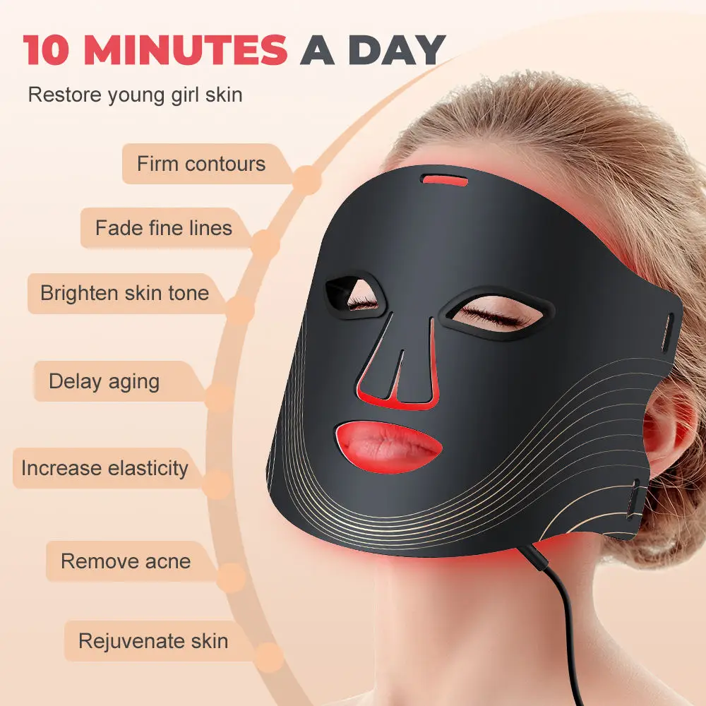 Custom Popular High Irradiance Infrared Red Light Mask Photon LED Light Therapy Skin Care Face Mask