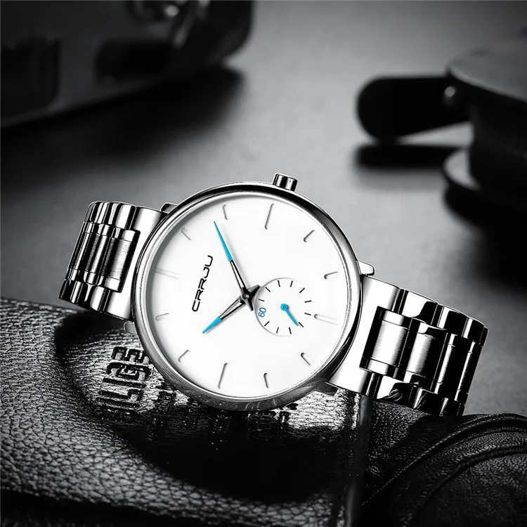CRRJU 5020 orologio al quarzo Tonneau da uomo da uomo con cinturino in pelle al quarzo orologio da polso classico impermeabile da uomo