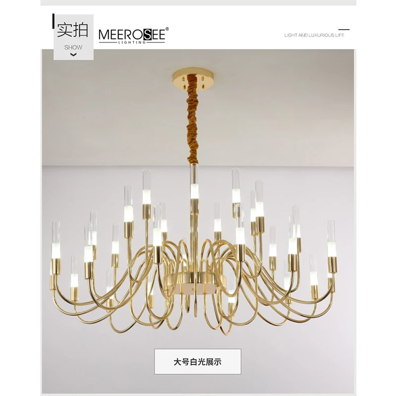 Meerosee Bamboo Light Chandeliers Gold Plated Iron Chandelier Lustres Modernes Contemporary Lighting MD86811