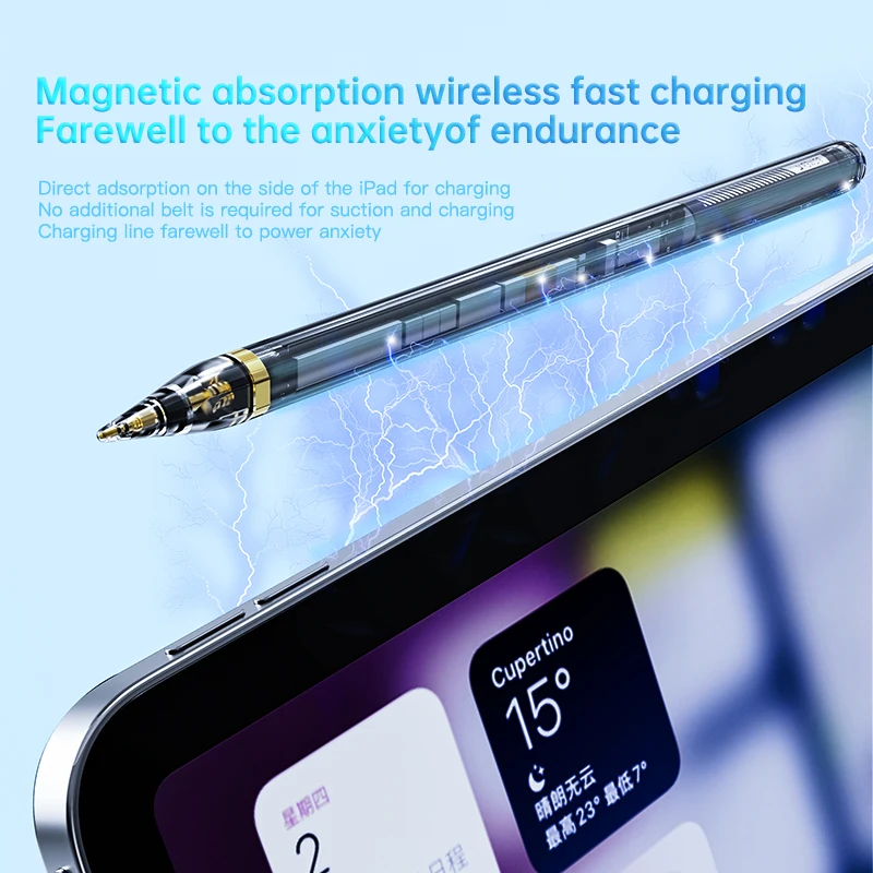 Pluma de carga inalámbrica con lápiz óptico para iPad inclinación