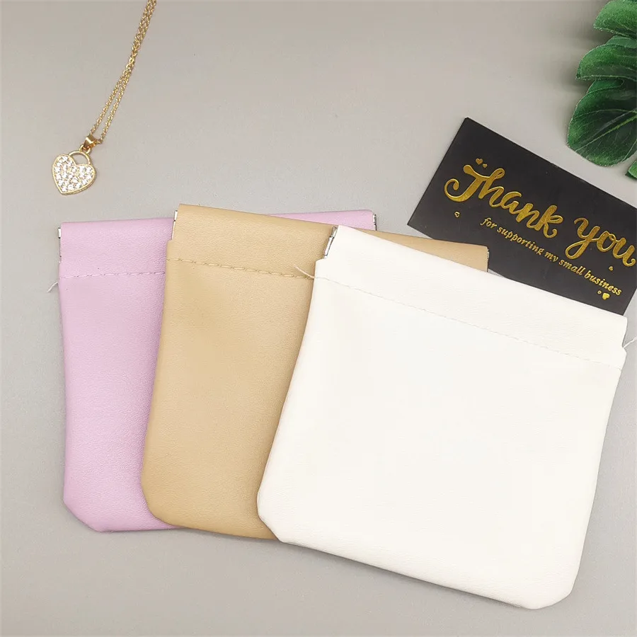 Custom Emboss Printing Squeeze Pu Leather Bag for Coin Jewelry Storage Closing Magnet Leather Jewelry Pouch