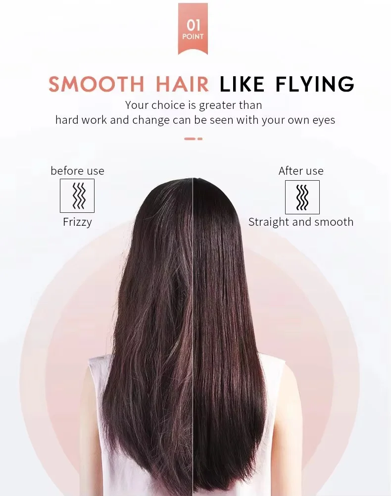 Household Electric Hair Straightener Brush Iron PTC Ceramic Plate LED Temperature Display 1-Year Warranty for Outdoor Hotels